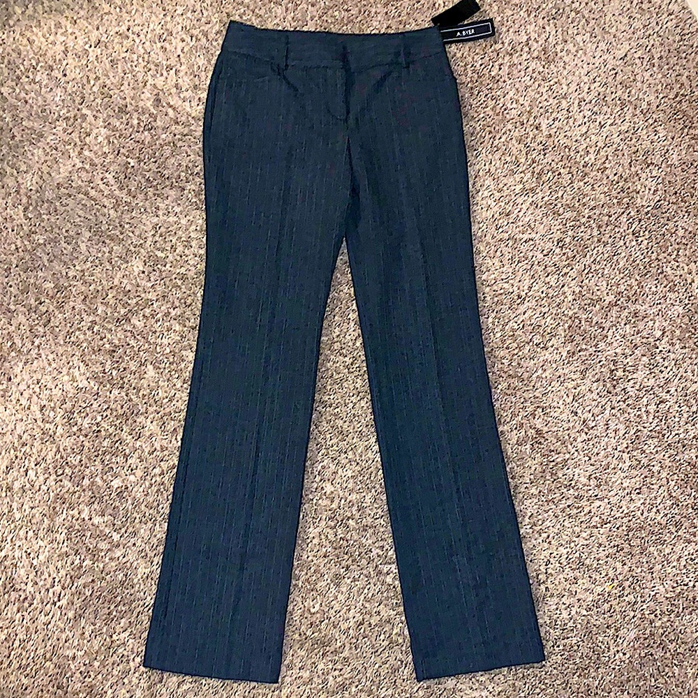 Brand New A. Byer Dress Trouser! Go to Work Dress Pants! Pinstripe Charcoal Gray